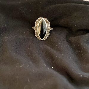 Elegant Black Onyx and Silver Ring